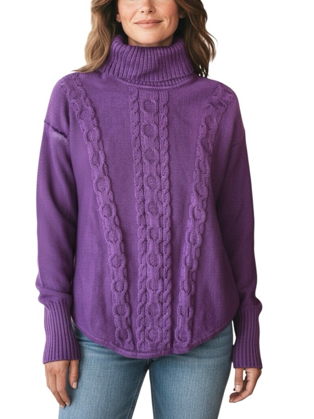 L.L. Bean Cotton Cable Knit Sweater Braided